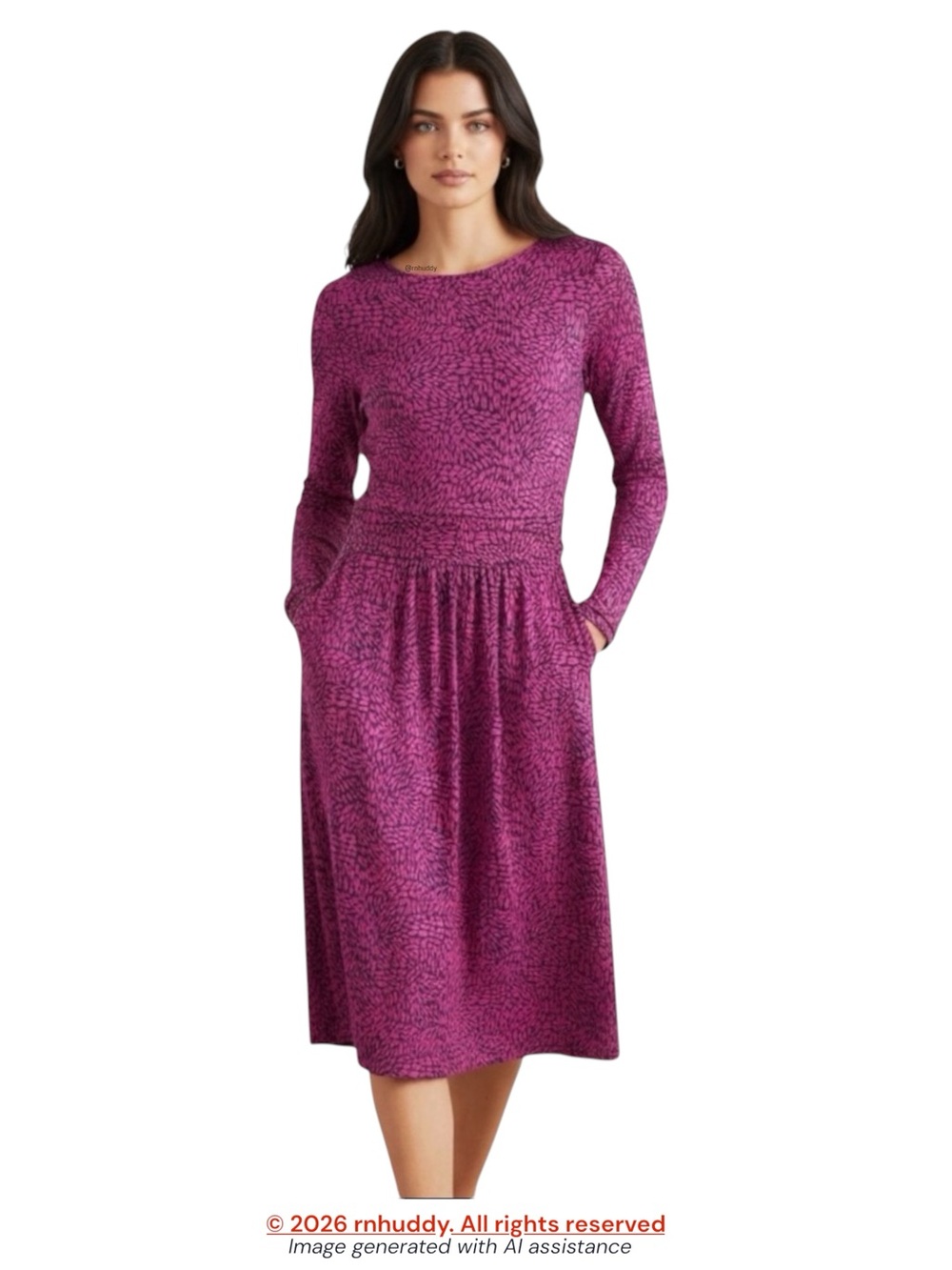 Boden size 10 navy berry pink Abigail jersey midi dress